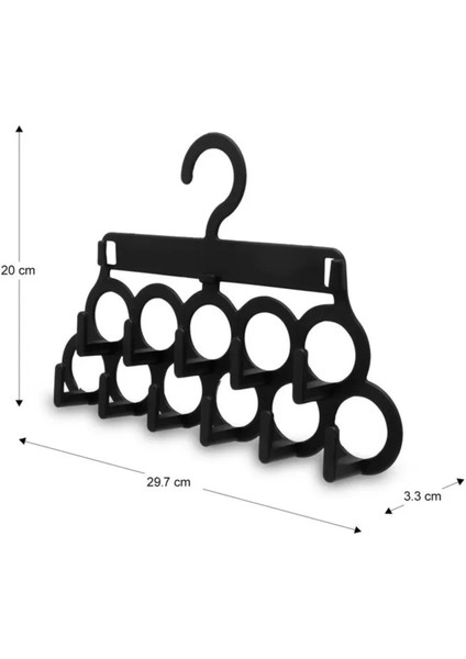 11 Kancalı Siyah Esnek ve Ince Yapılı Plastik Amerikan Çok Amaçlı Kapı Arkası Askılık