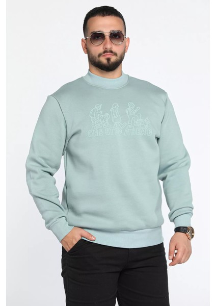 Erkek Ön Baskılı Şardonlu Üç Iplik Sweatshirt