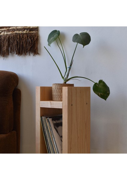 Ahşap Dergilik Minimalist Sehpa Kitaplık Doğal AHŞAP