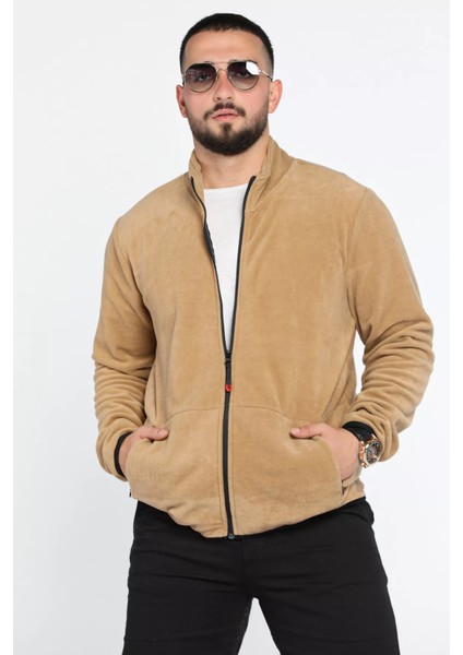 Erkek Dik Yaka Fermuarlı Polar Sweatshirt