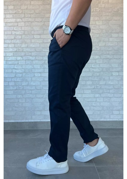 Erkek Bel Lastikli Bağcıklı Gabardin Pantolon P-00013398