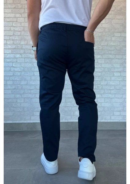 Erkek Bel Lastikli Bağcıklı Gabardin Pantolon P-00013398