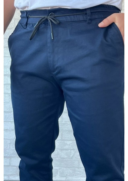 Erkek Bel Lastikli Bağcıklı Gabardin Pantolon P-00013398