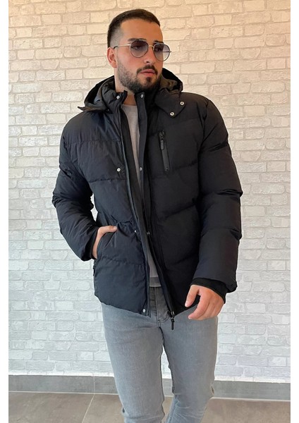 Kapüşonlu Astarlı Erkek Şişme Mont P-00013393