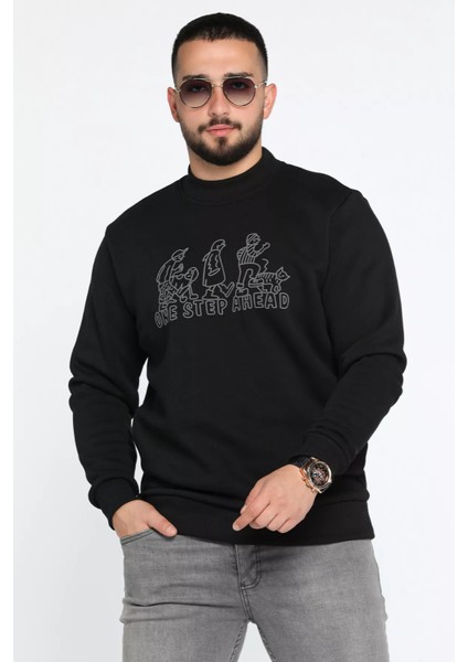 Erkek Ön Baskılı Şardonlu Üç Iplik Sweatshirt