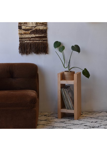 Ahşap Dergilik Minimalist Sehpa Kitaplık Doğal AHŞAP
