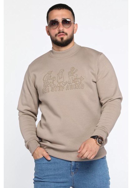 Erkek Ön Baskılı Şardonlu Üç Iplik Sweatshirt