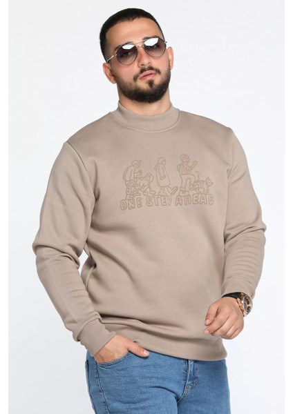 Erkek Ön Baskılı Şardonlu Üç Iplik Sweatshirt