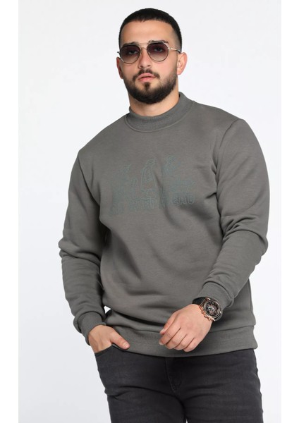 Erkek Ön Baskılı Şardonlu Üç Iplik Sweatshirt