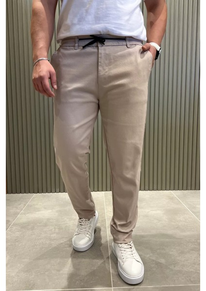 Erkek Bel Lastikli Bağcıklı Gabardin Pantolon P-00013398
