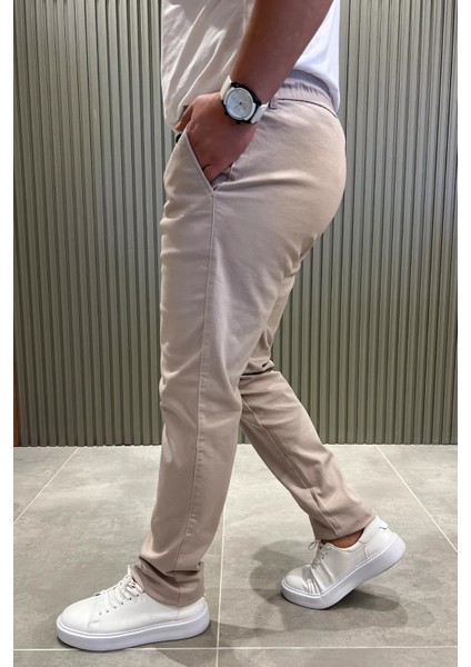 Erkek Bel Lastikli Bağcıklı Gabardin Pantolon P-00013398