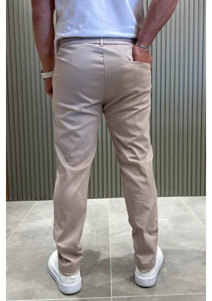 Erkek Bel Lastikli Bağcıklı Gabardin Pantolon P-00013398