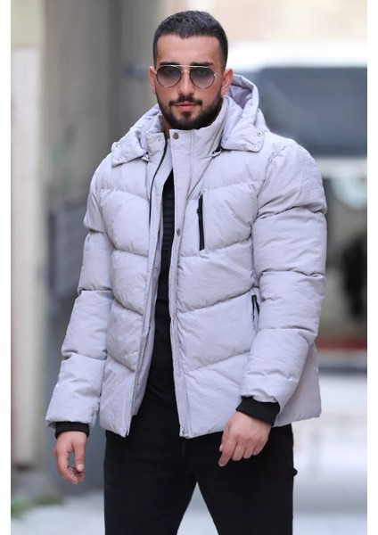 Kapüşonlu Astarlı Erkek Şişme Mont