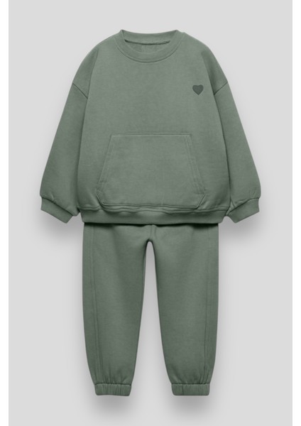 Işlemeli Pamuklu Sweatshirt Jogger Eşofman Alt-Üst Takım