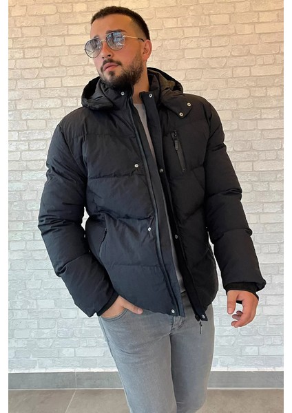 Kapüşonlu Astarlı Erkek Şişme Mont P-00013393
