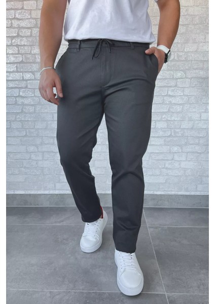 Erkek Bel Lastikli Bağcıklı Gabardin Pantolon P-00013398