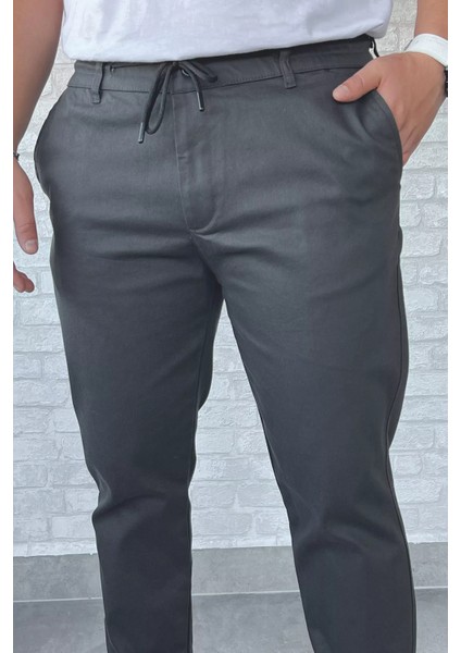 Erkek Bel Lastikli Bağcıklı Gabardin Pantolon P-00013398