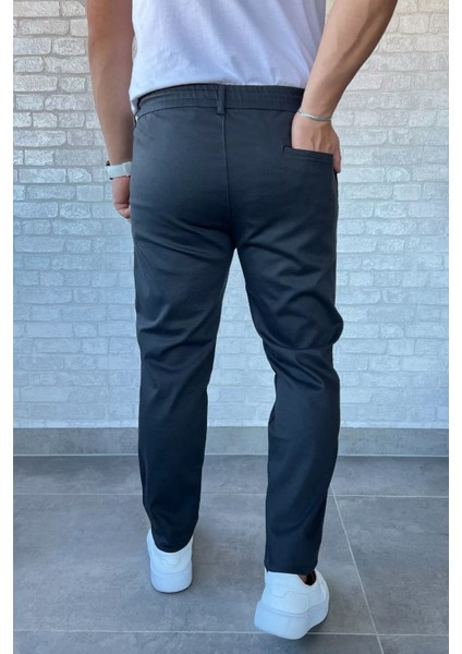 Erkek Bel Lastikli Bağcıklı Gabardin Pantolon P-00013398