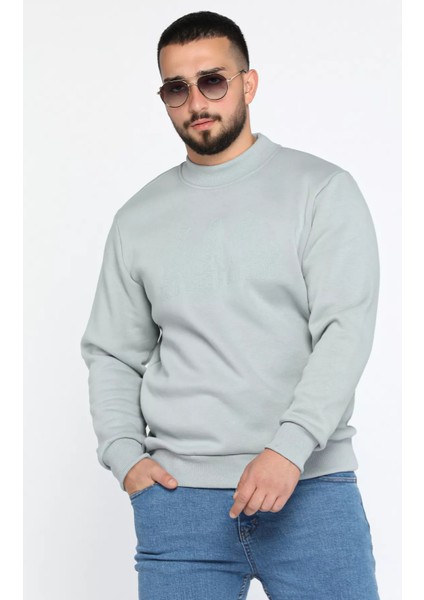 Erkek Ön Baskılı Şardonlu Üç Iplik Sweatshirt