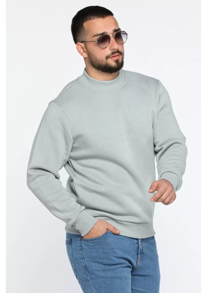 Erkek Ön Baskılı Şardonlu Üç Iplik Sweatshirt