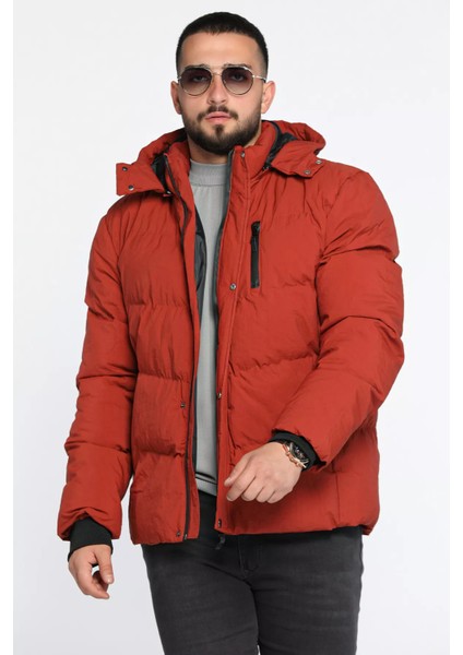 Kapüşonlu Astarlı Erkek Şişme Mont