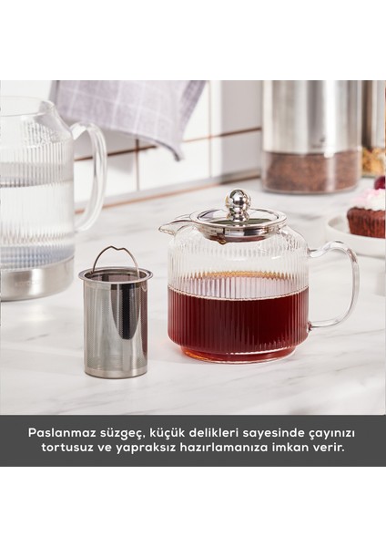 Kelly Indüksiyon Tabanlı Borosilikat Cam Midi Çaydanlık