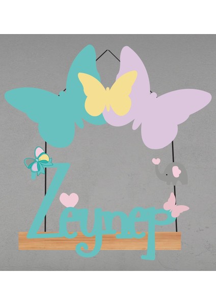 Kelebek Temalı Kişiye Özel Kapı Süsü