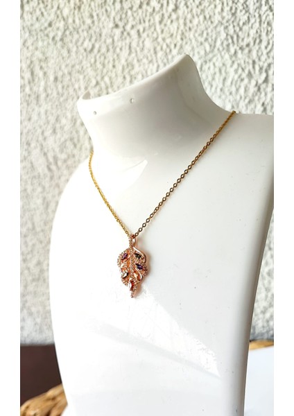 Paslanmaz Çelik Kolye / Kararmaz / Yaprak / Rose-Gold indirimleri