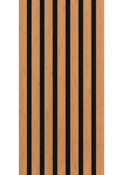 60 cm x 280 cm -Dekoratif Keçeli Ahşap Duvar Paneli - Bambu Rengi