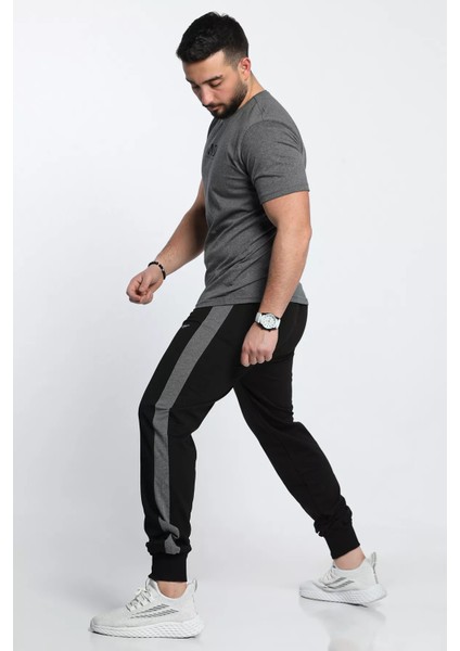 Yan Şerit Detaylı Bel ve Paça Lastikli Erkek Eşofman Altı