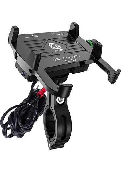 12V Motosiklet Alüminyum Alaşımlı Cep Telefonu Braketi M6-S(Siyah) (Yurt Dışından)