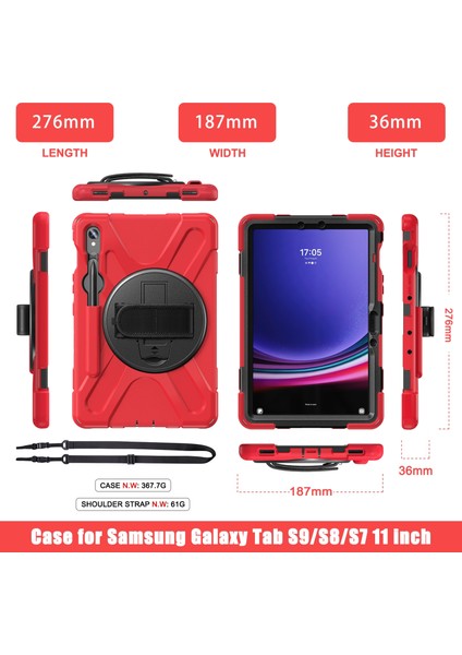 Samsung Galaxy Tab S9 / S8 / S7 Için Tpu + Pc Tablet Kılıfı (Yurt Dışından)