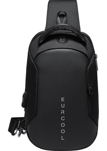 Çok Fonksiyonlu Crossbody Çanta Erkek Göğüs Çantası USB Şarj Portu ile Su Geçirmez Omuz Çantası (Yurt Dışından)