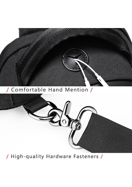Çok Fonksiyonlu Crossbody Çanta Erkek Göğüs Çantası USB Şarj Portu ile Su Geçirmez Omuz Çantası (Yurt Dışından) indirimleri