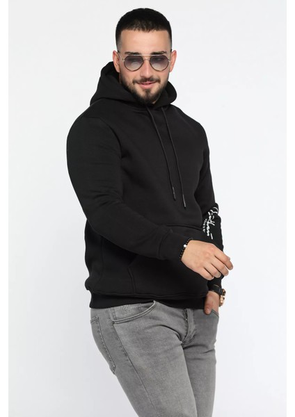 Erkek Kapüşonlu Şardonlu Baskılı Sweatshirt fiyatları