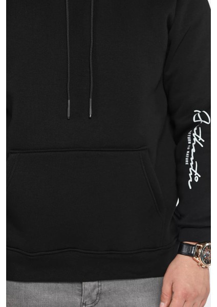 Erkek Kapüşonlu Şardonlu Baskılı Sweatshirt fırsatları