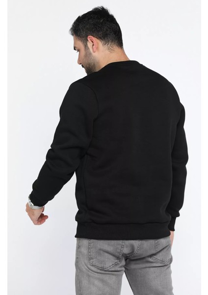 Bisiklet Yaka Nakışlı Erkek Sweatshirt modelleri