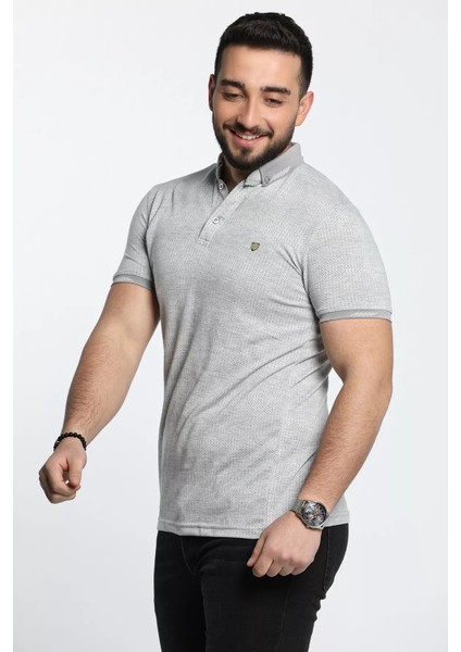 Erkek Kendinden Desenli Likralı Polo Yaka Tişört fiyatları