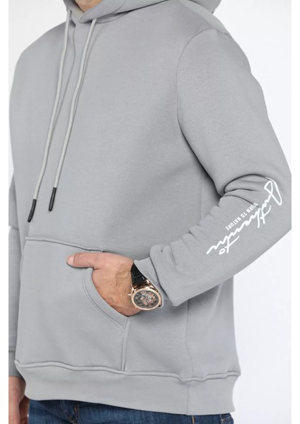 Erkek Kapüşonlu Şardonlu Baskılı Sweatshirt fırsatları