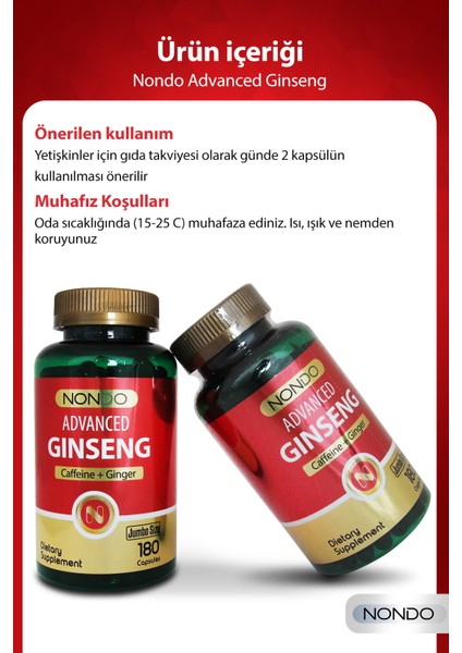 Ginseng 180 Kapsül Jumbo Boy (Kore Panax Ginseng, Keçiboynuzu, Koenzim Q10)