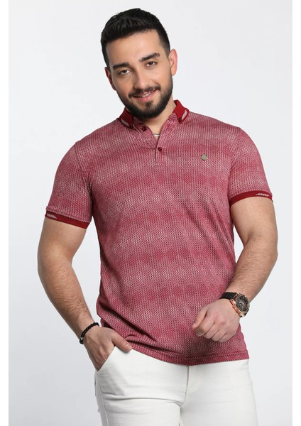 Erkek Kendinden Desenli Likralı Polo Yaka Tişört fiyatları