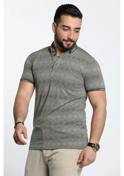 Erkek Kendinden Desenli Likralı Polo Yaka Tişört modelleri