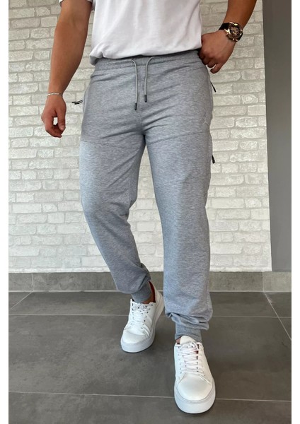 Paça Ribanalı Baskılı Erkek Eşofman Altı