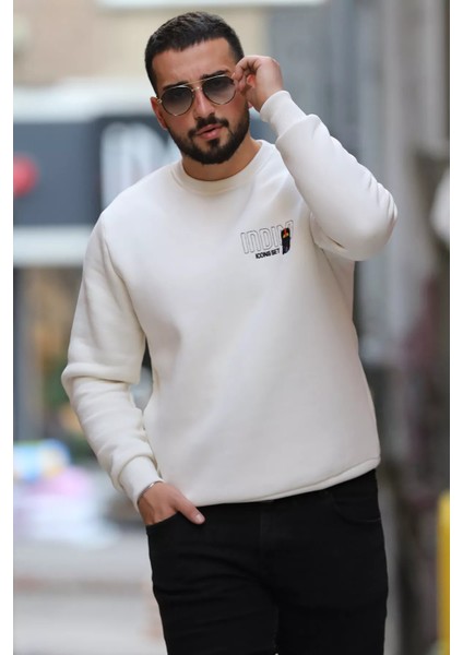 Bisiklet Yaka Nakışlı Erkek Sweatshirt fiyatları