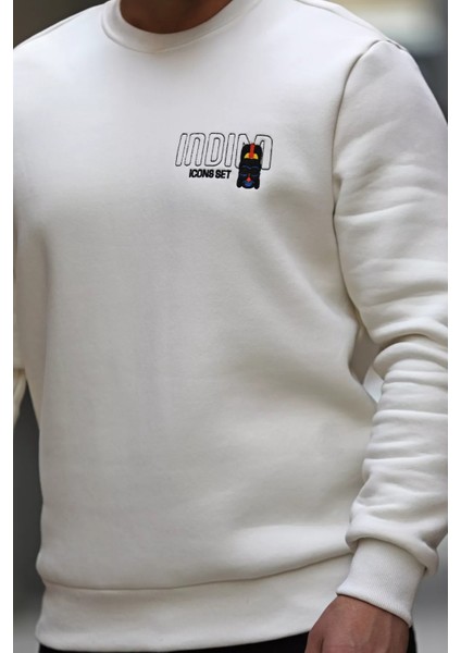 Bisiklet Yaka Nakışlı Erkek Sweatshirt fırsatları