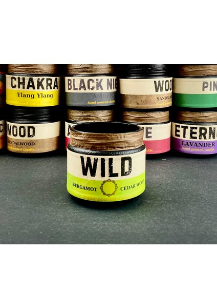 Wild Bergamot & Sedir Ağacı Kokulu Özel Tasarım Mum, 100% Doğal Vegan Soya Wax Mumu.