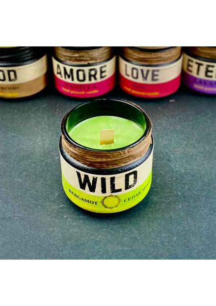 Wild Bergamot & Sedir Ağacı Kokulu Özel Tasarım Mum, 100% Doğal Vegan Soya Wax Mumu.