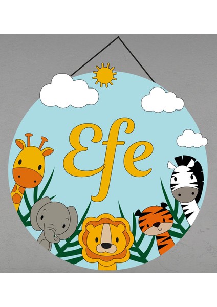 Hayvanat Bahçesi Temalı Kişiye Özel Kapı Süsü