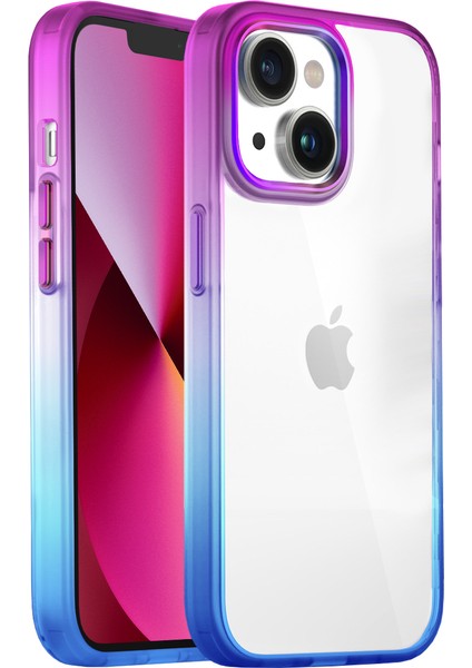 Apple iPhone 13 Air Bumper Rainbow Kılıf Blue Purple