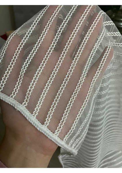 Gold Motif Dokulu Dokuma Tül Perde Şık ve Kaliteli Ekru Renginde modelleri